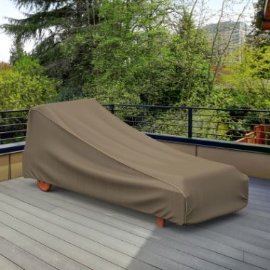 Picture of Outdoor Chaise Lounge Cover - StormBlock™ Platinum Black and Tan Weave